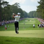 Professional golfer playing on a golf course