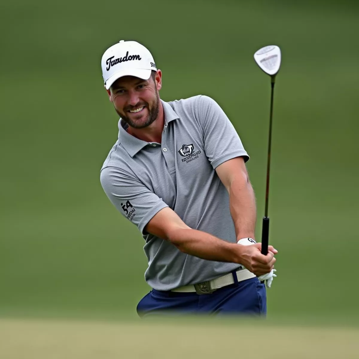 Professional Golfer Taking A Shot During A Tournament