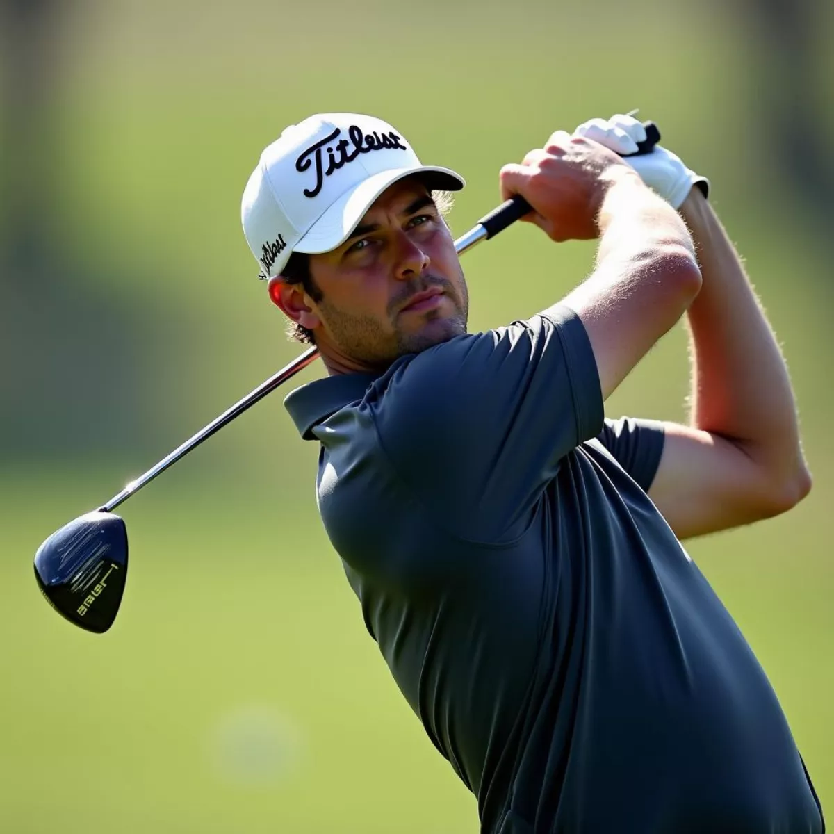 Pro Golfer Using Titleist Club During Tournament