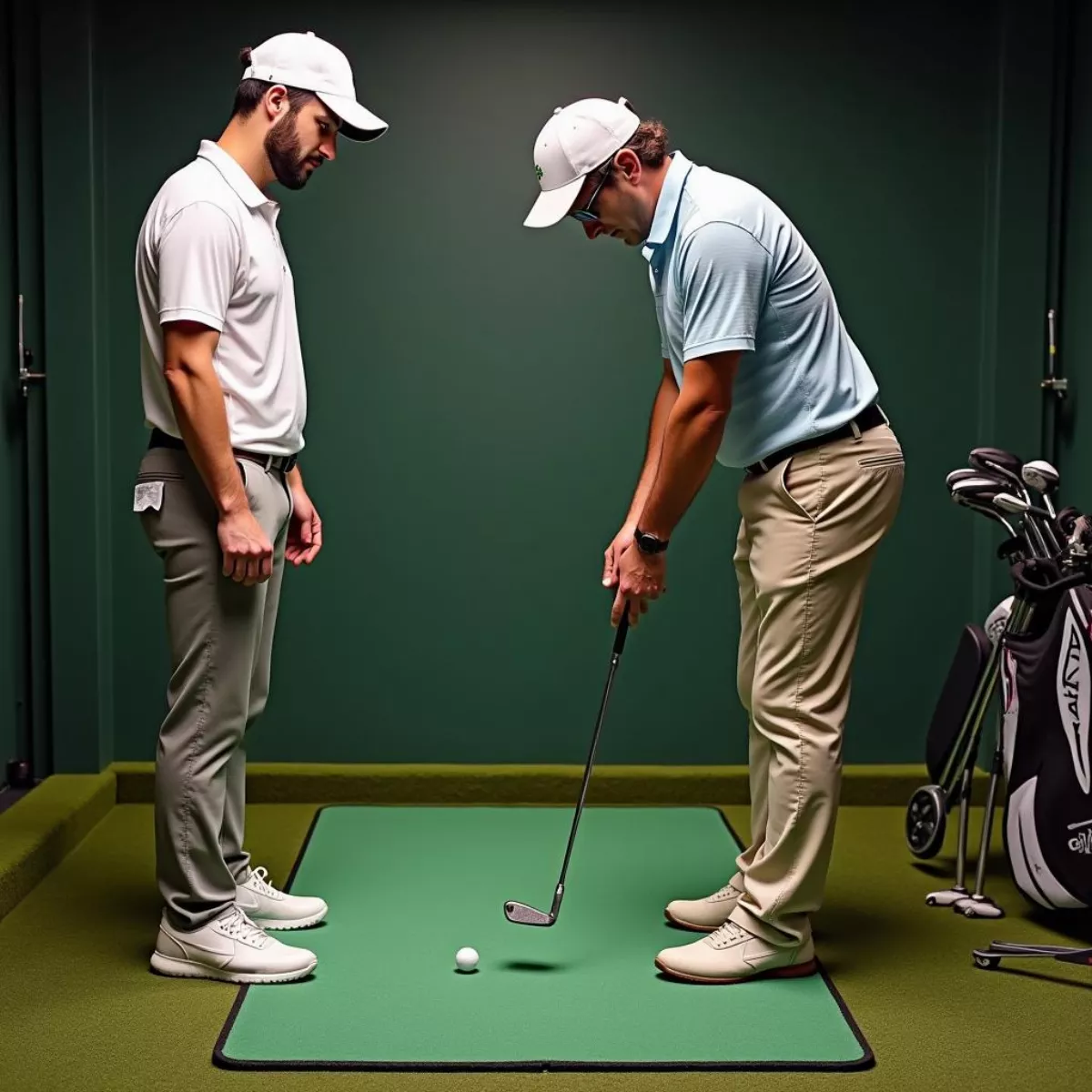 Golfer Getting Professionally Fitted For Putter