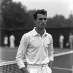 Rene Lacoste playing tennis