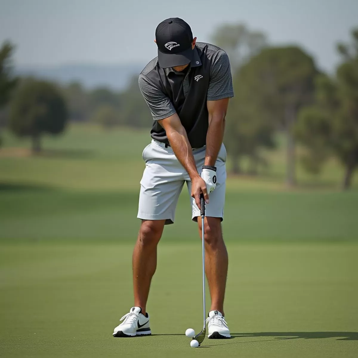 Rickie Fowler Executing An Approach Shot With His Cobra Snakebite Wedge