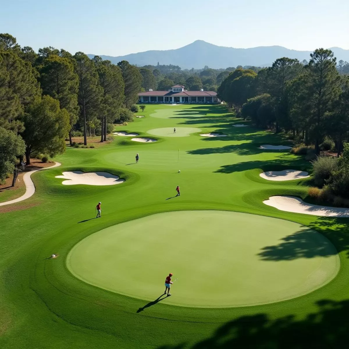 Riviera Golf Course With Lush Green Landscape And Golf Carts