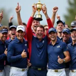 Ryder Cup team celebrating victory
