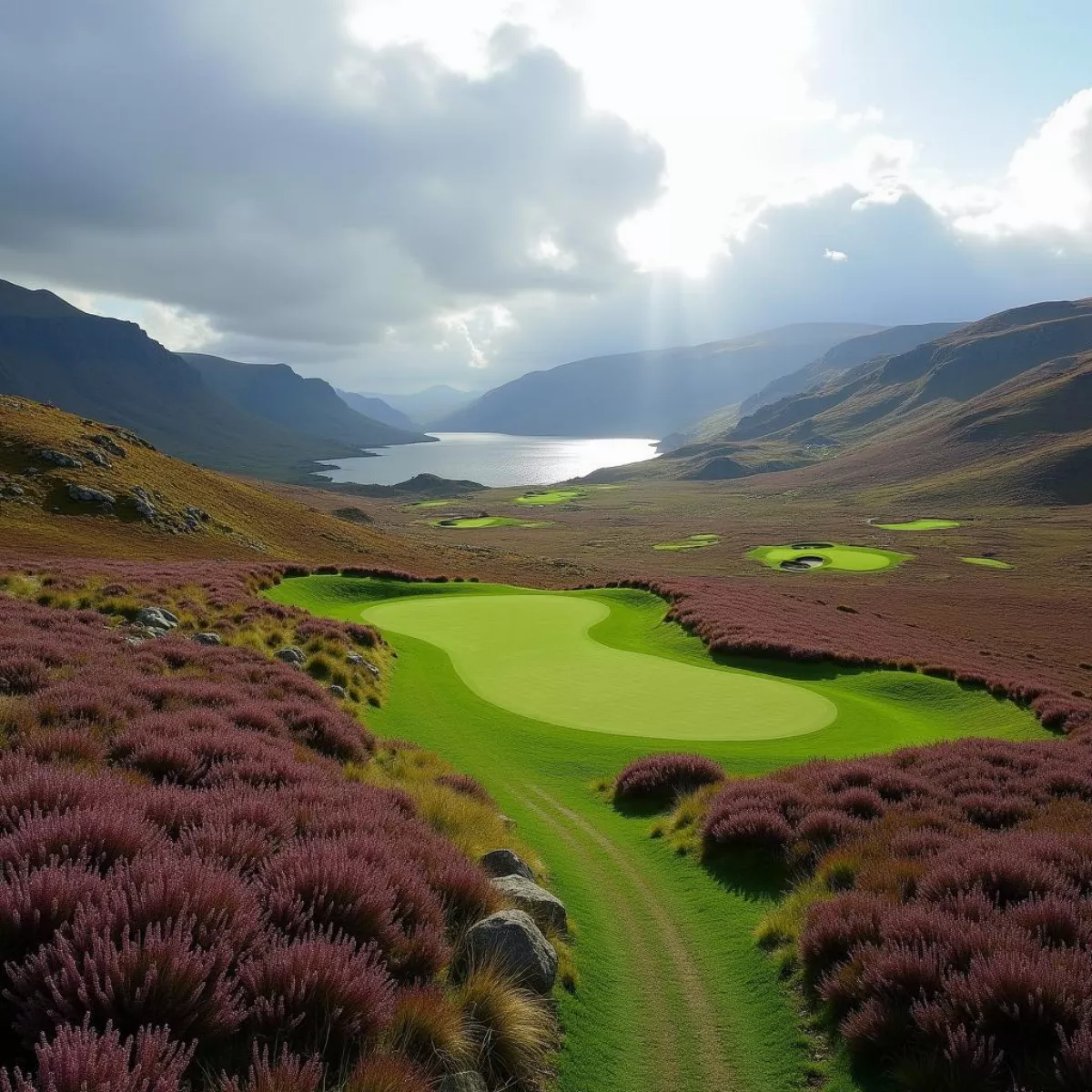 Panoramic View Of A Golf Course In The Scottish Highlands