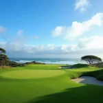 Golf Course With Ocean View In The Background