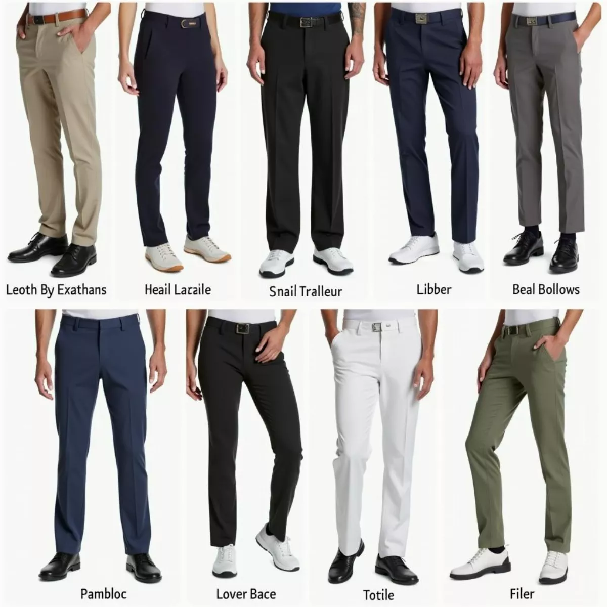 Different Styles And Colors Of Golf Pants.