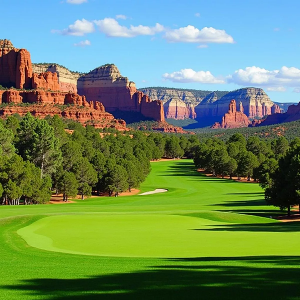 Scenic View Of Seven Canyons Golf Course With Red Rock Formations