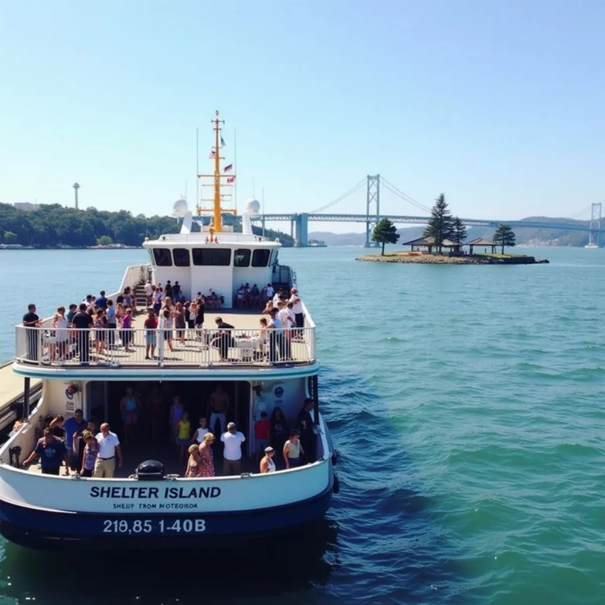 Shelter Island Ferry Approaching The Dock