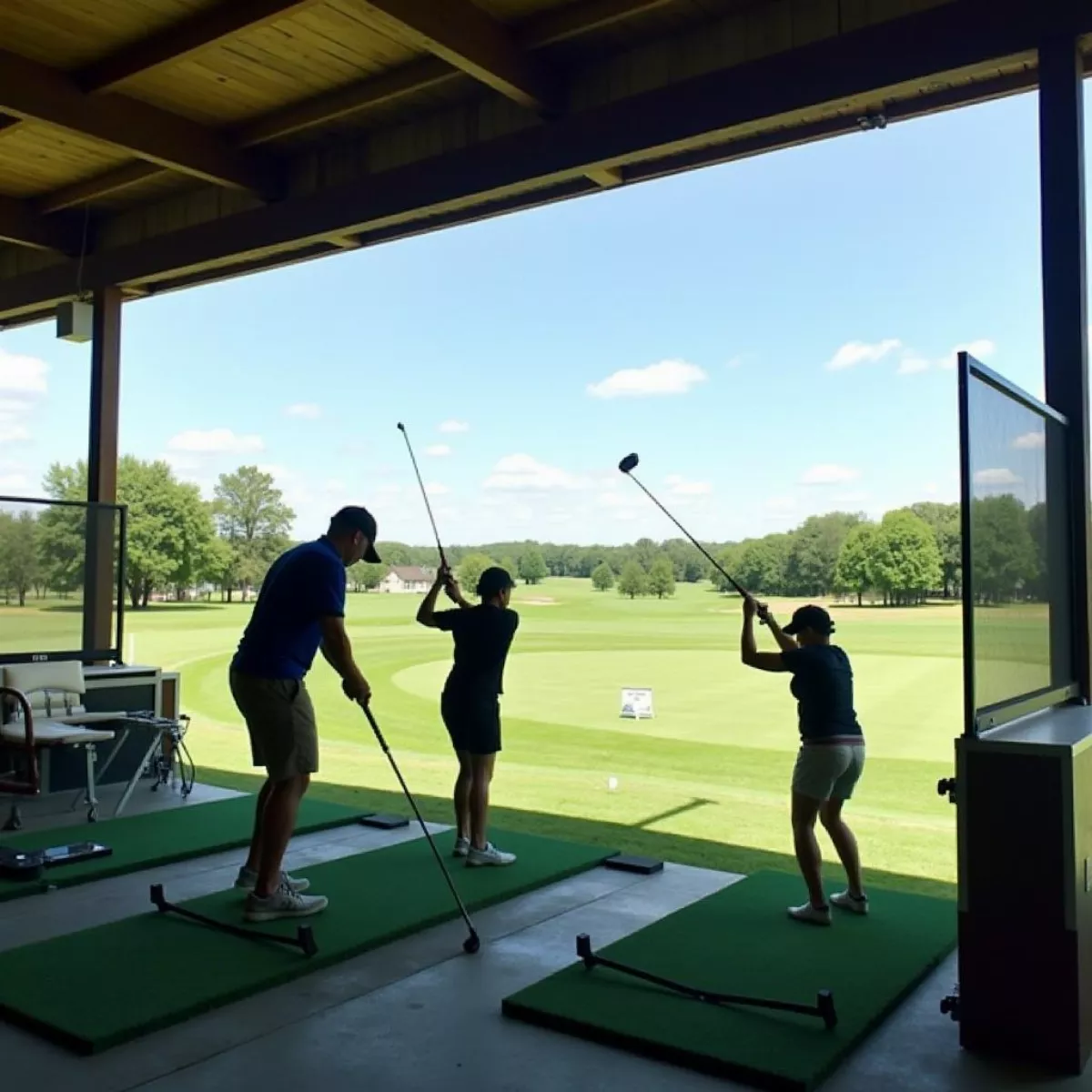 Golfers practicing at the Sidewinder Golf Course driving range