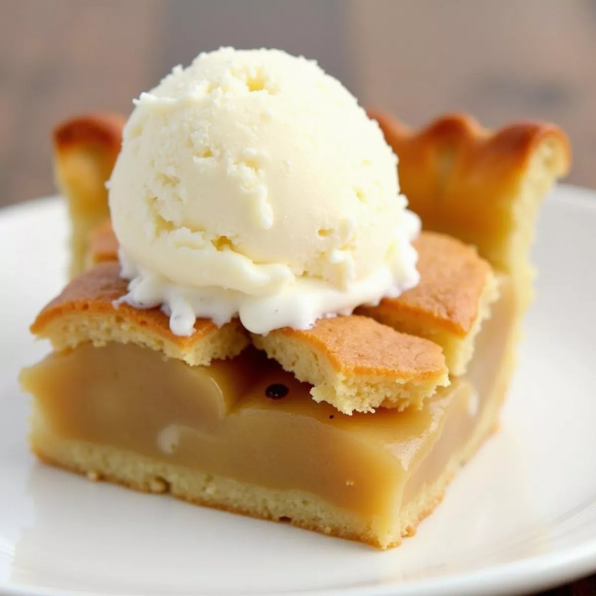 Slice Of Apple Pie With Vanilla Ice Cream