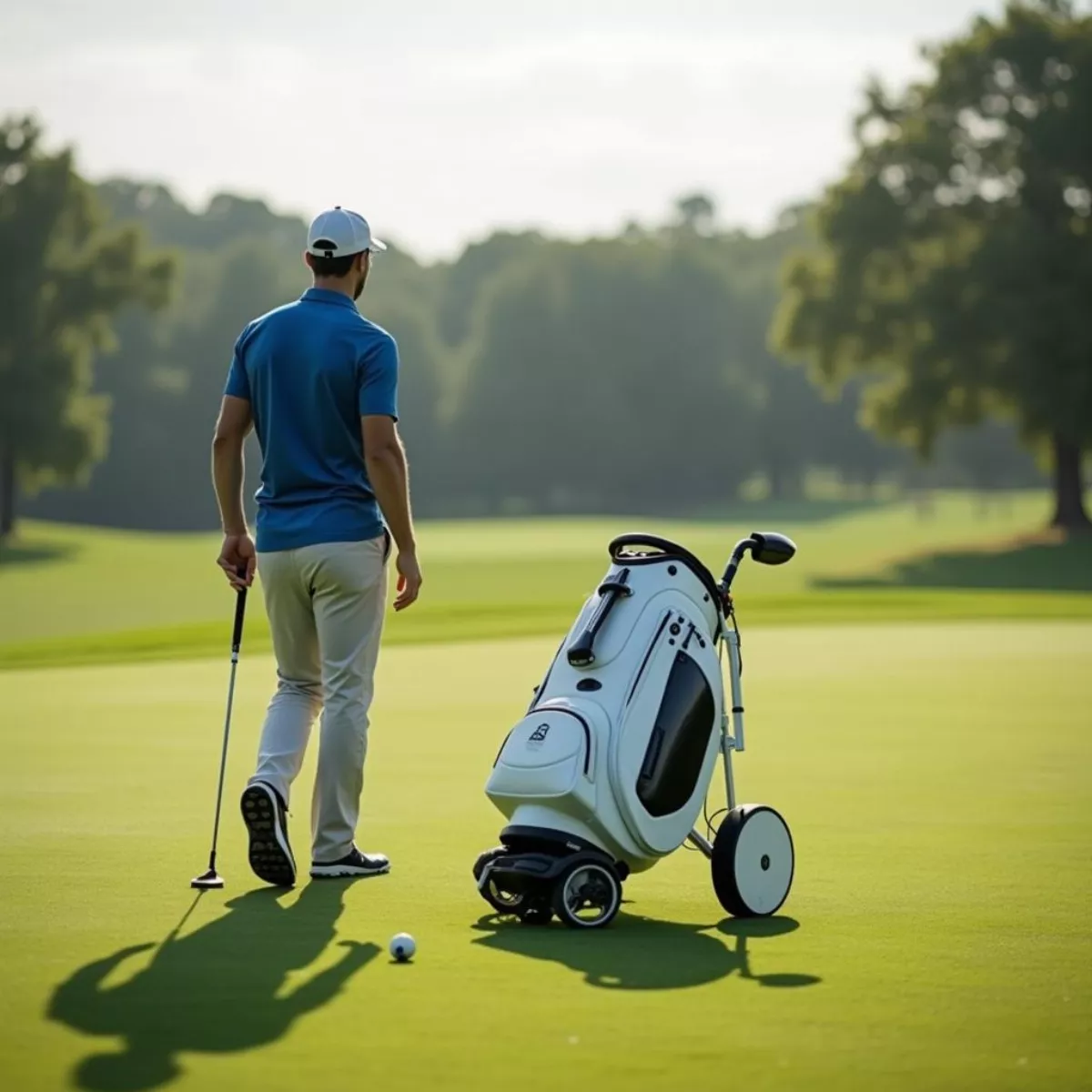 Smart Golf Bag Following Golfer