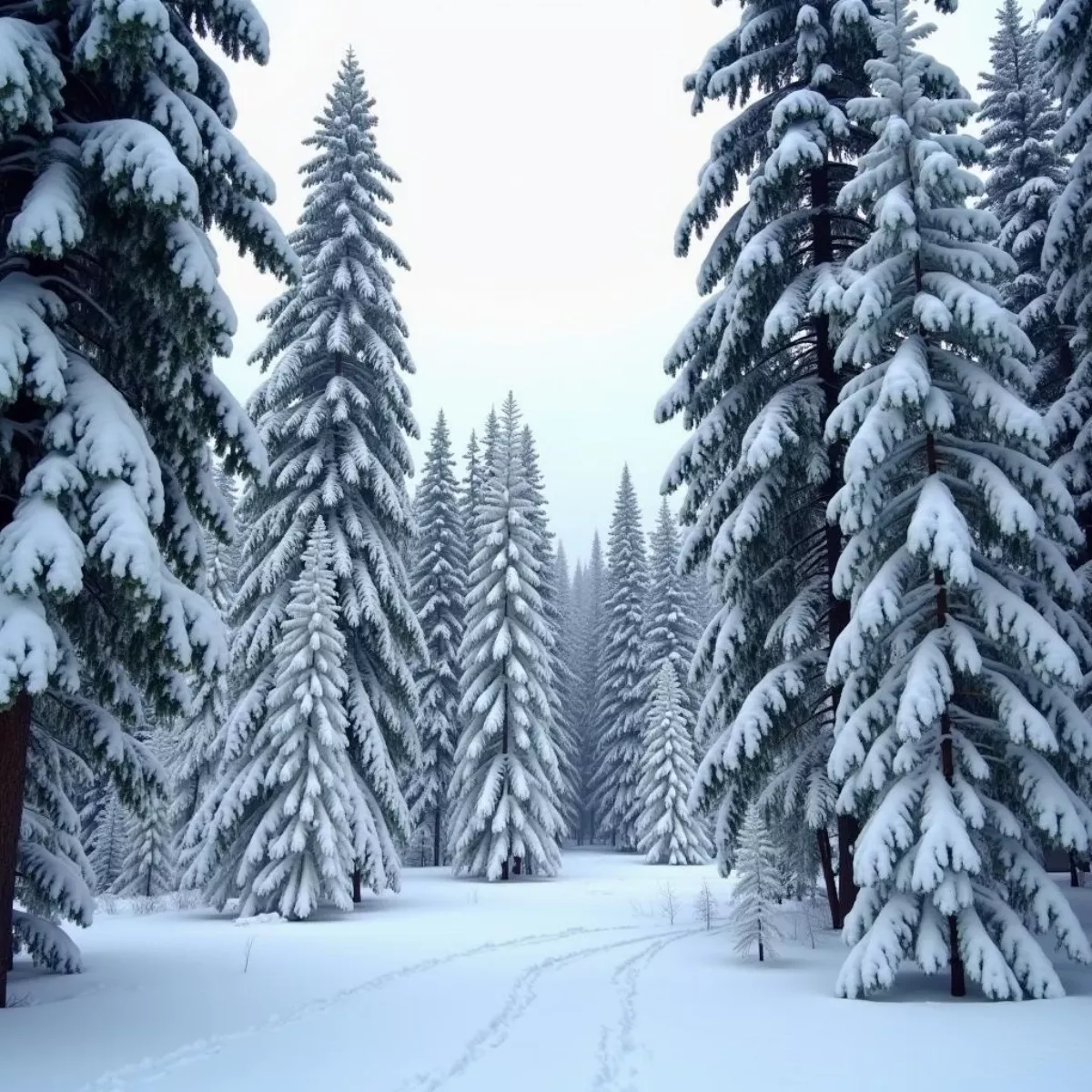 Snow Covered Pine Trees In Silver Creek