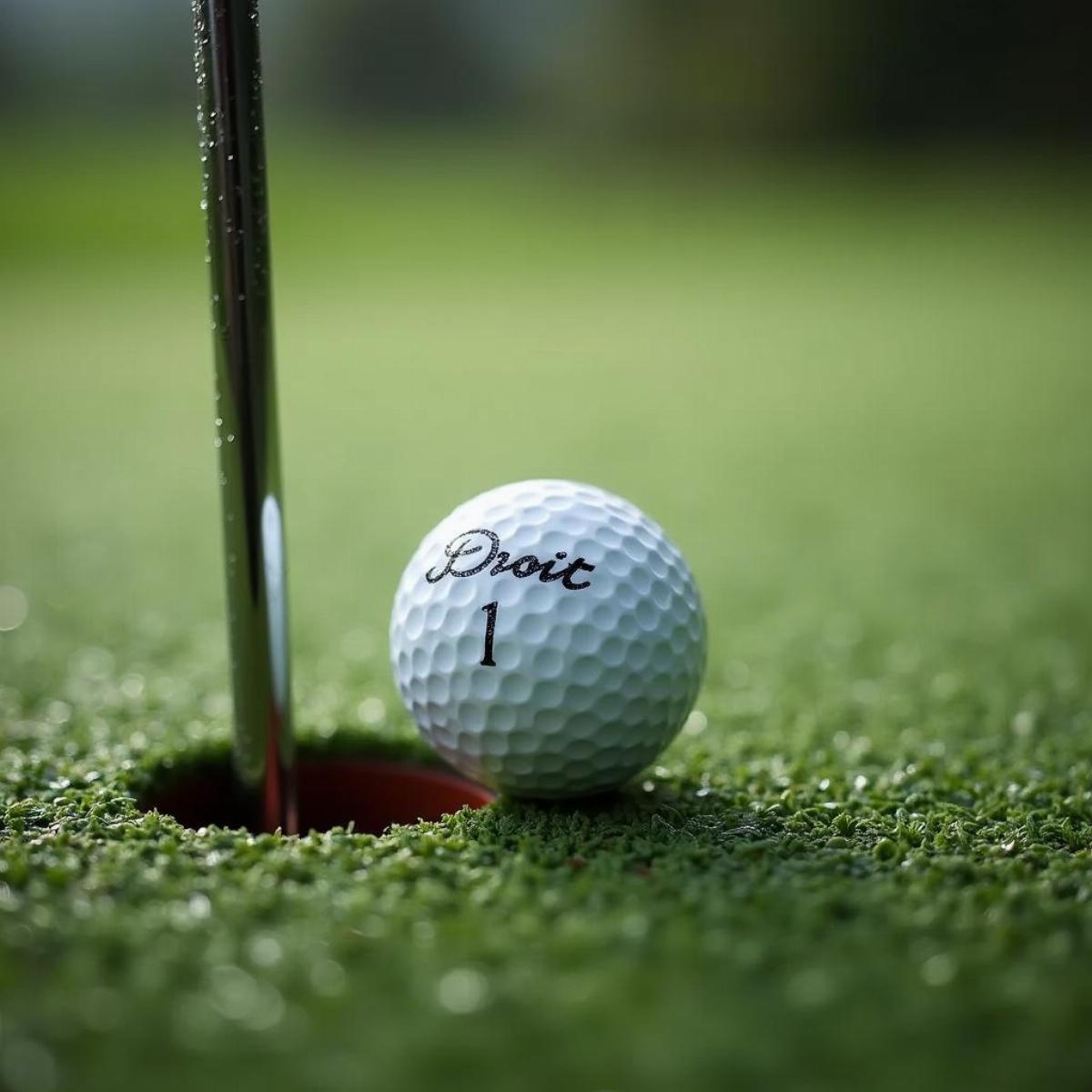 Soft Golf Ball On Wet Green