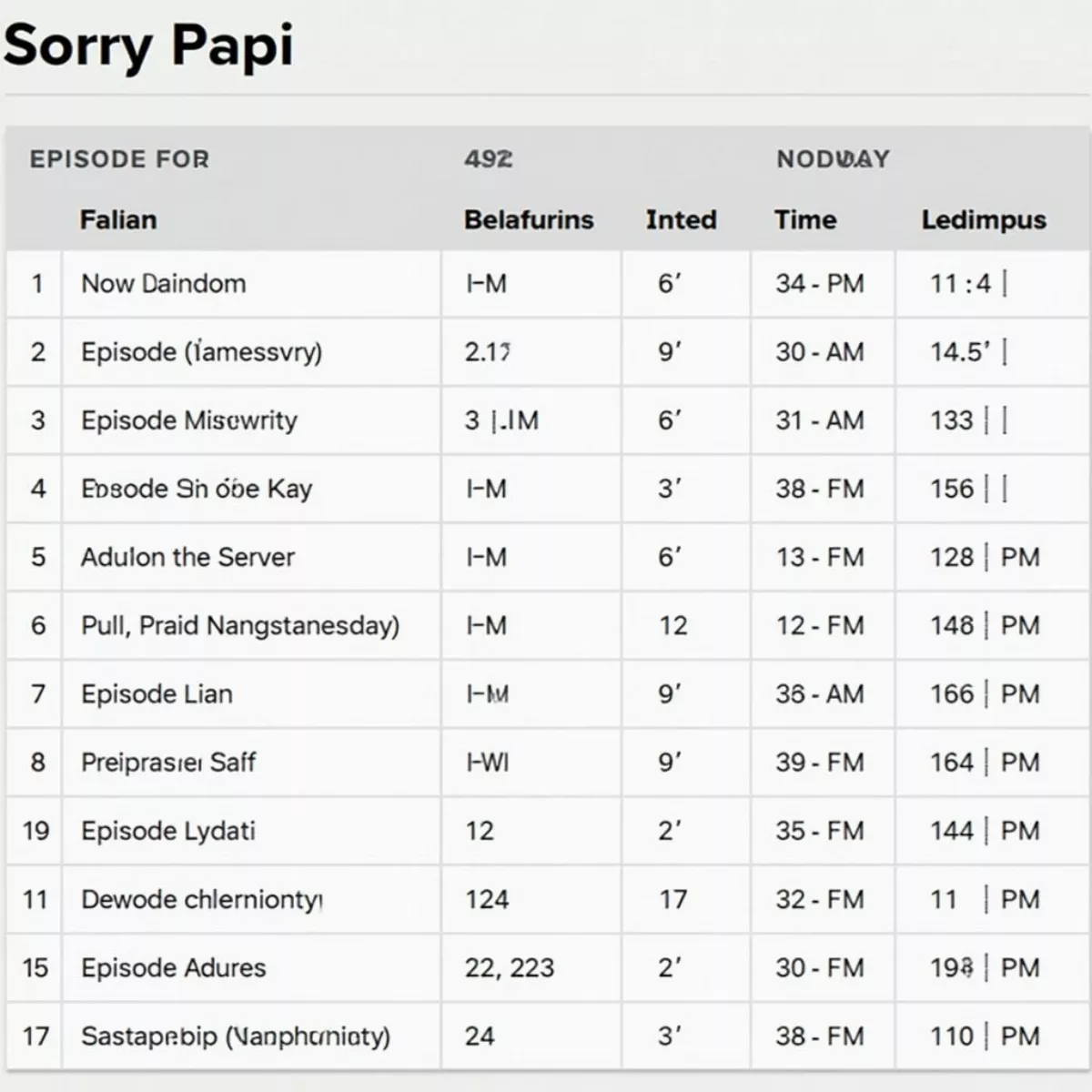 Sorry Papi Episode Schedule