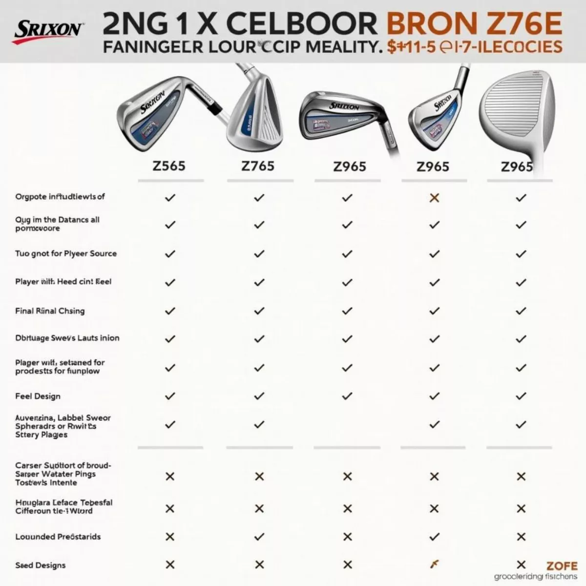 Srixon Iron Comparison Chart