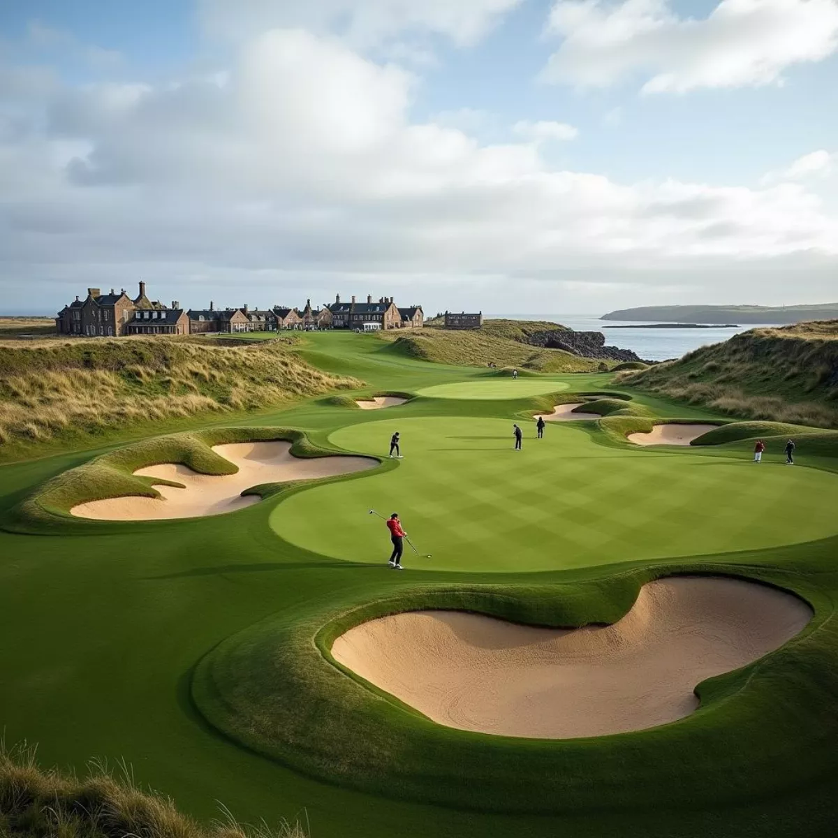 Golfers On The Iconic 17Th Hole At St Andrews Links