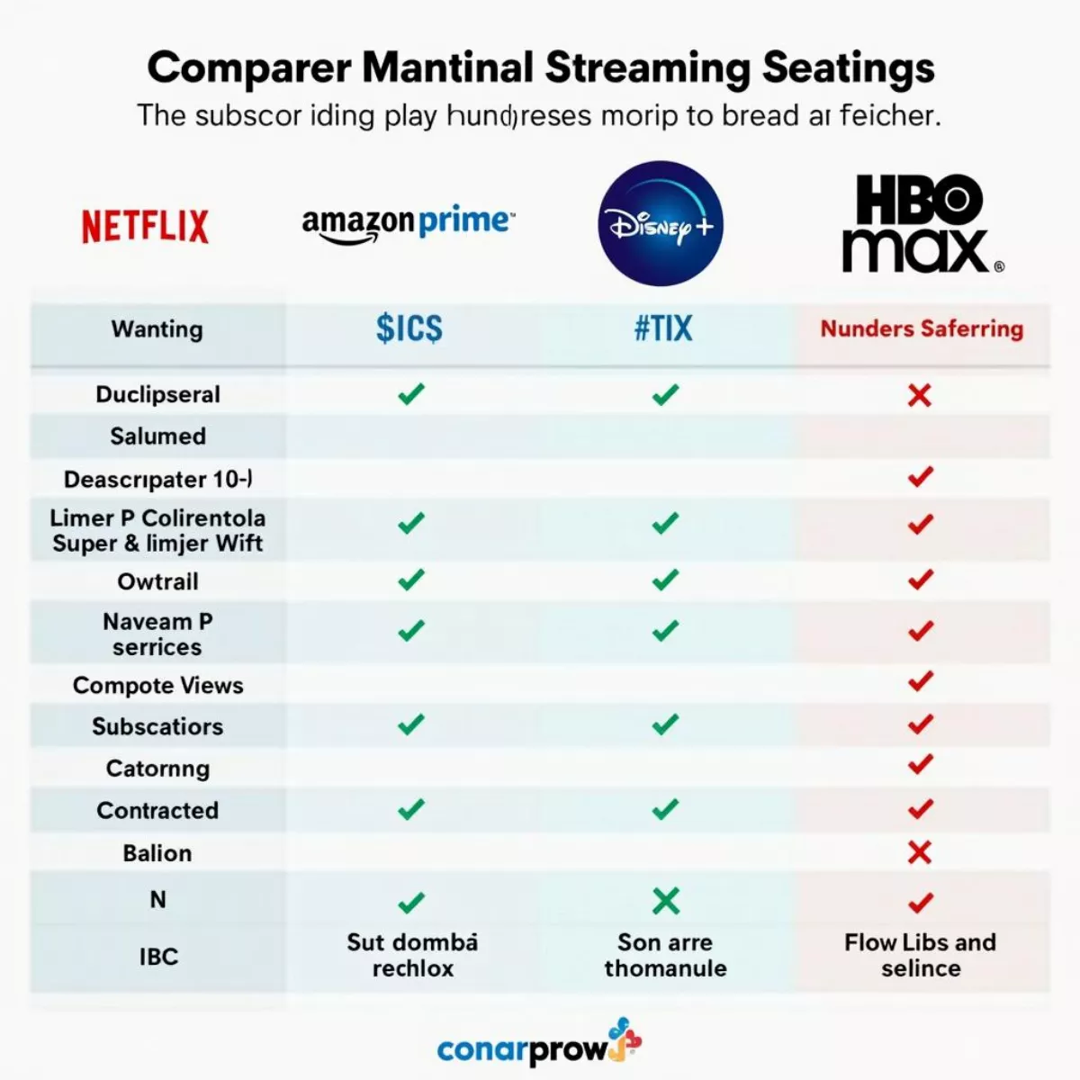 Comparison Chart Of Popular Streaming Services