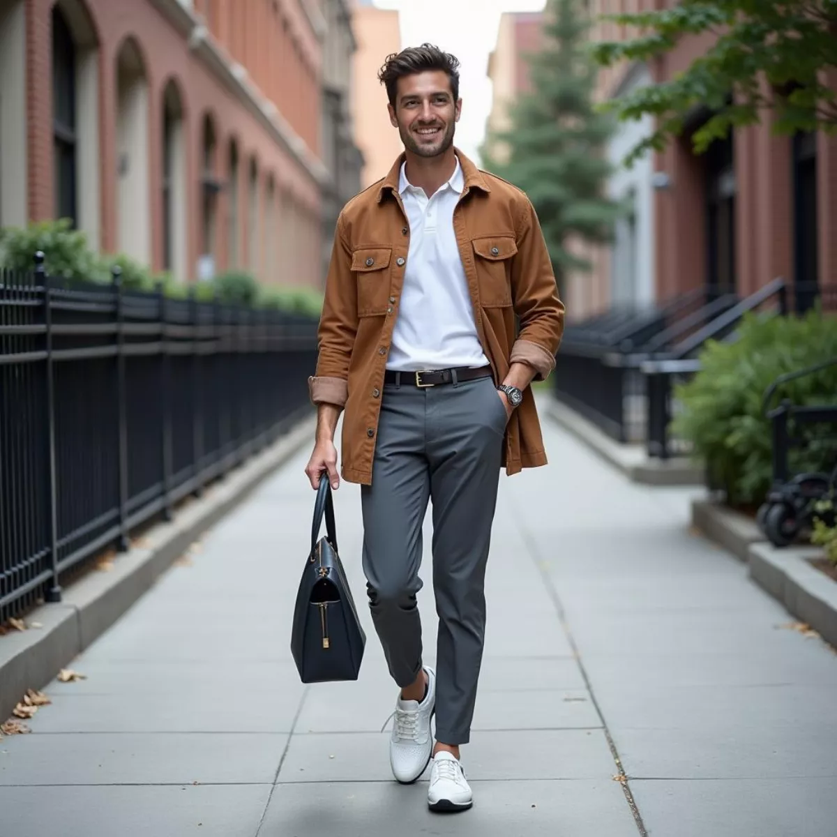 Stylish Golfer Walking In The City