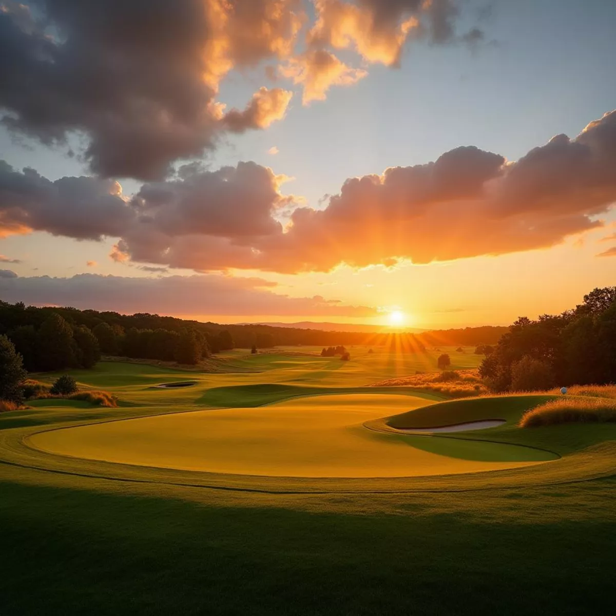 Sunrise Over An East Coast Golf Course