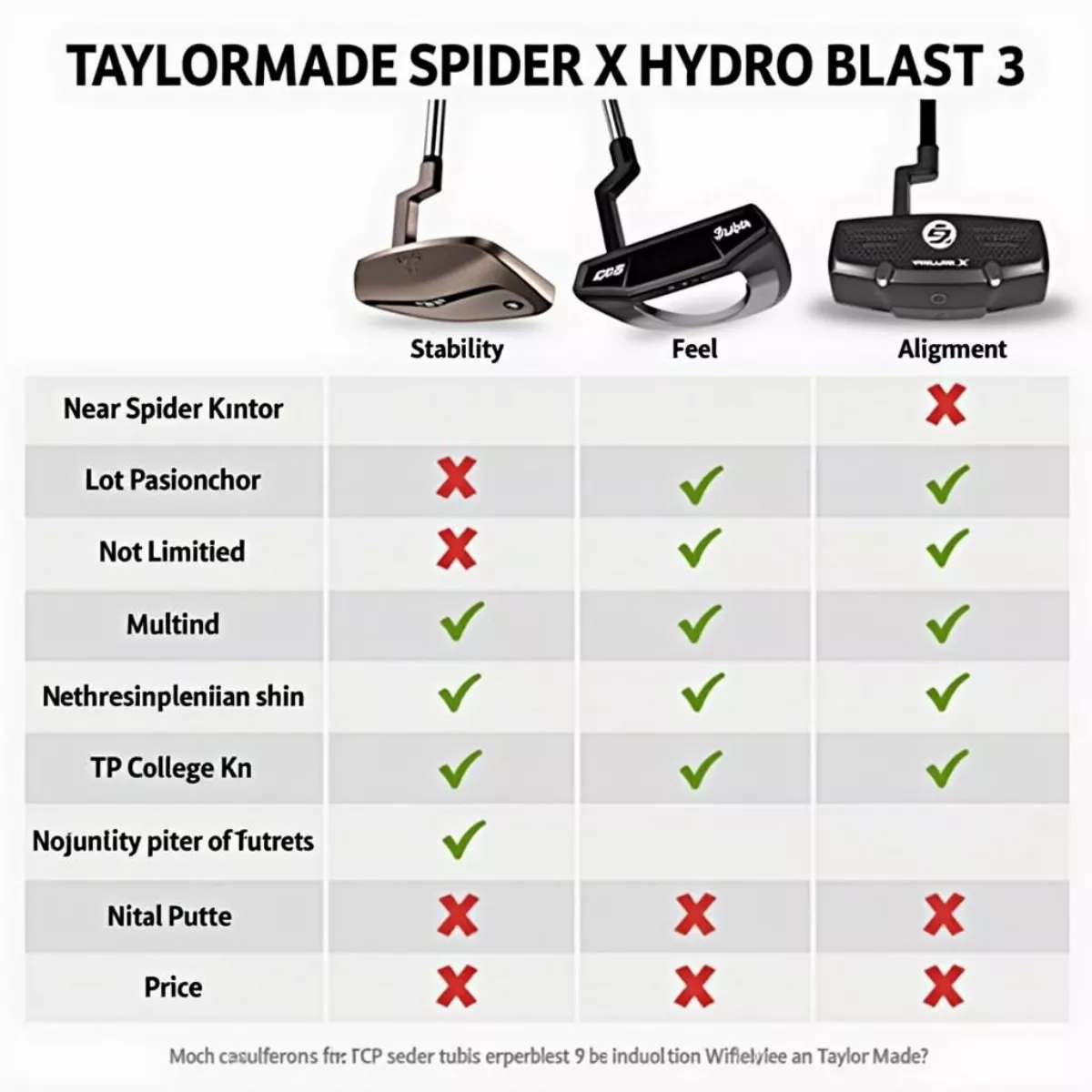 Taylormade Putter Comparison Chart