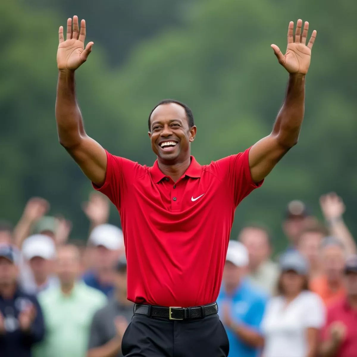 Tiger Woods Celebrating A Win