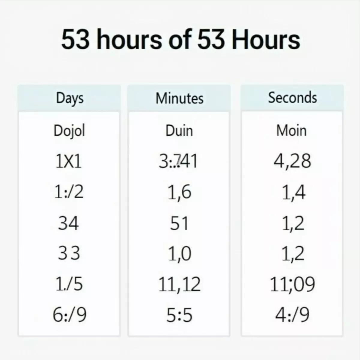 Time Conversion Table