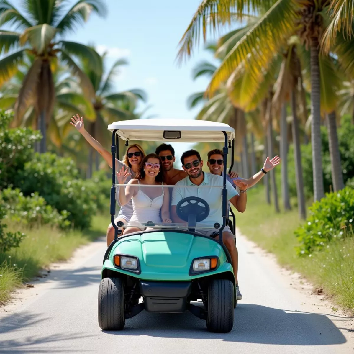 Tourists Driving Golf Cart In Bimini