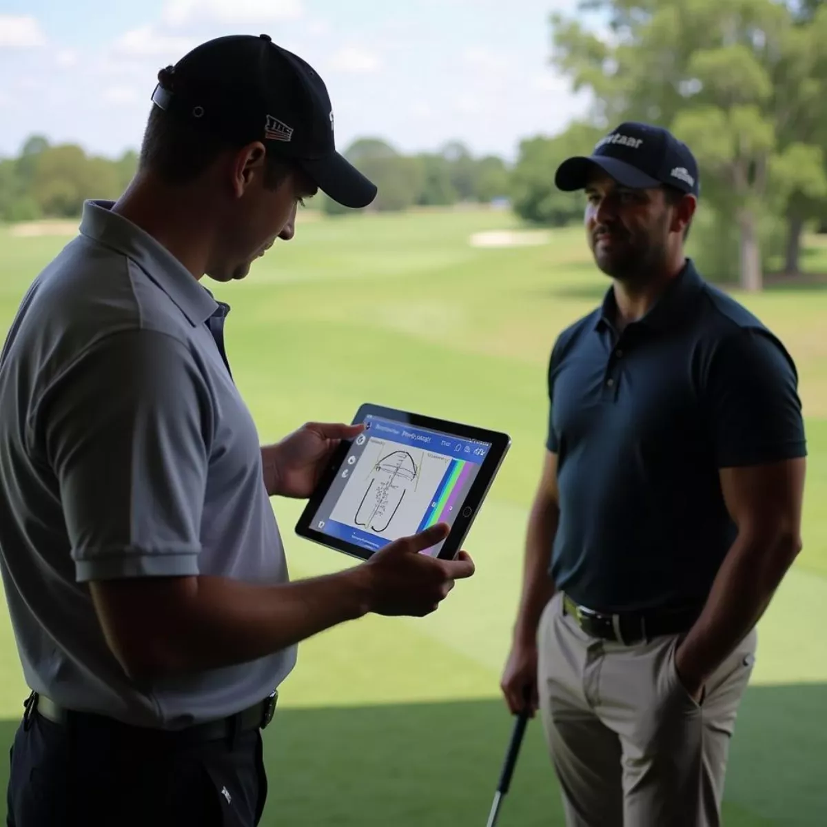 Master Fitter Analyzing Golfer'S Swing