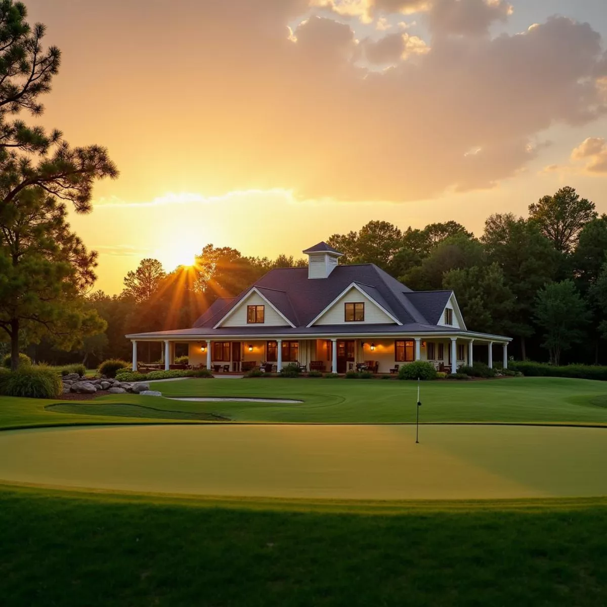 Tuscaloosa Golf Course Clubhouse At Sunset 