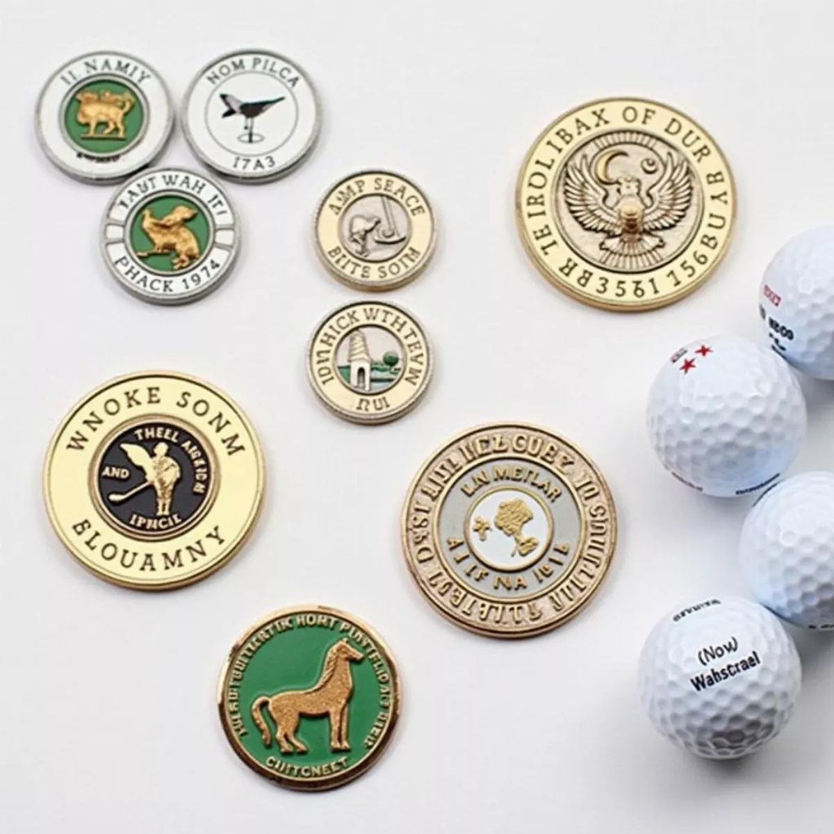 Various Golf Balls And Markers