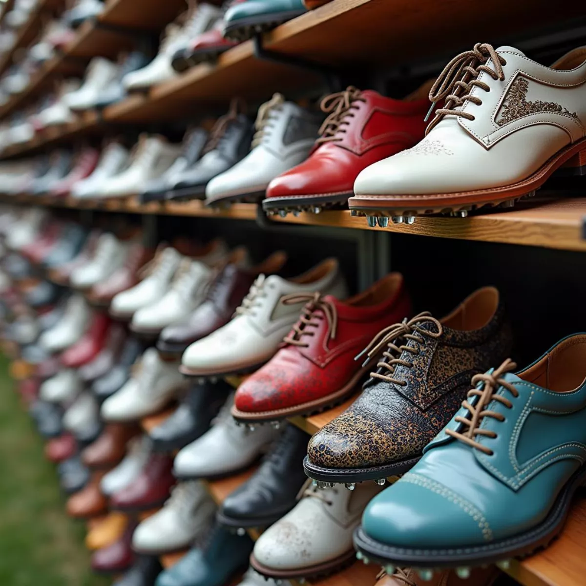 Different Golf Shoes on Display