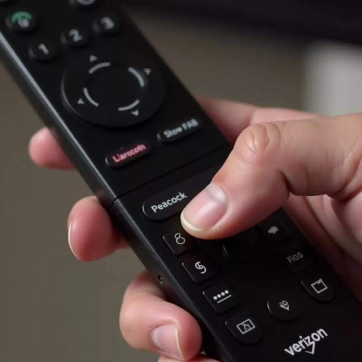 Verizon Fios Remote With Peacock App Open