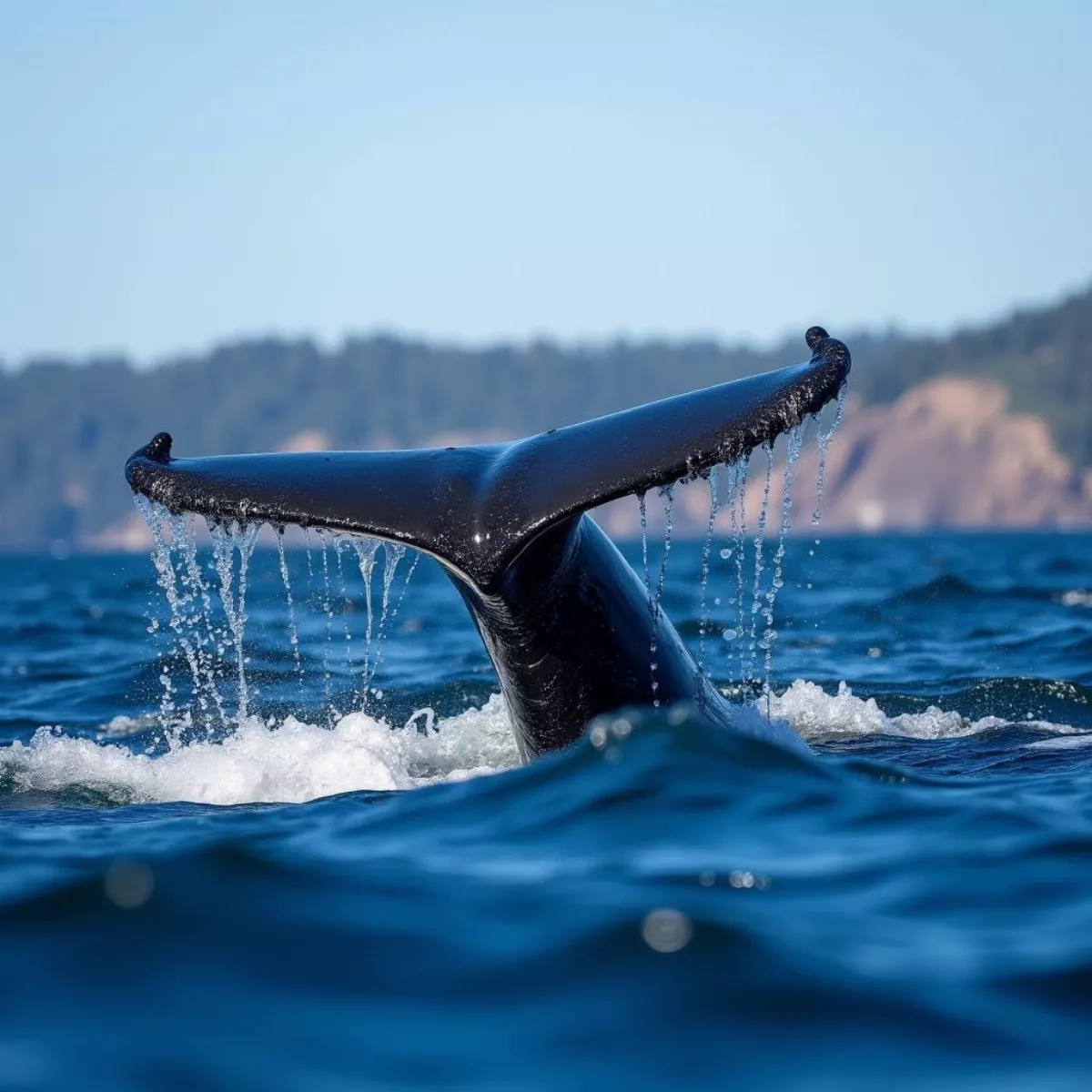 Whale Tail Emerging From The Ocean