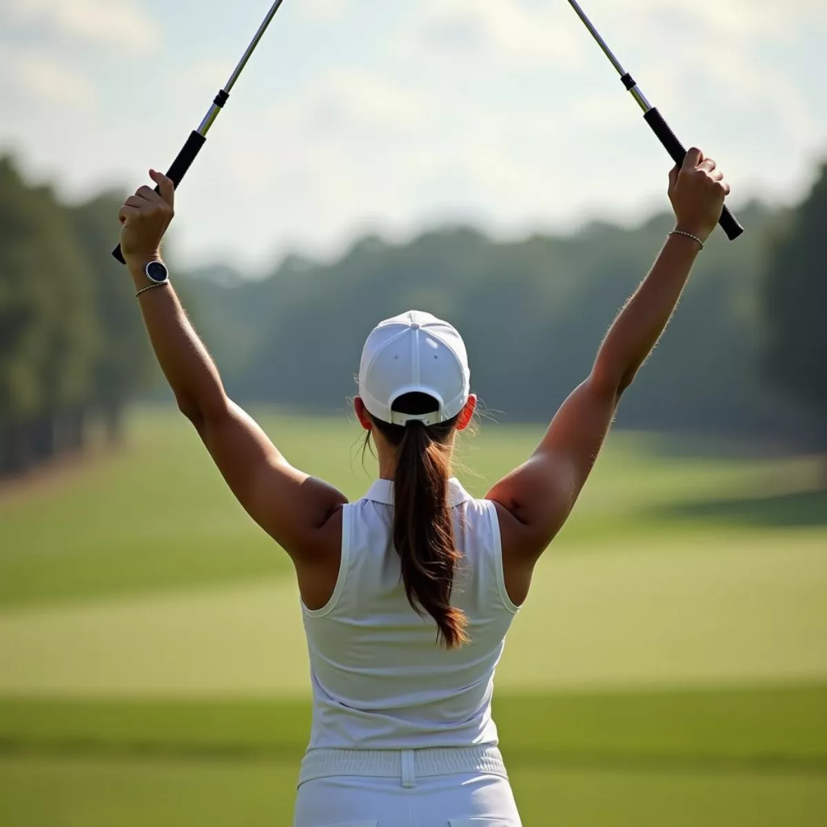 Woman Golfer Celebrating