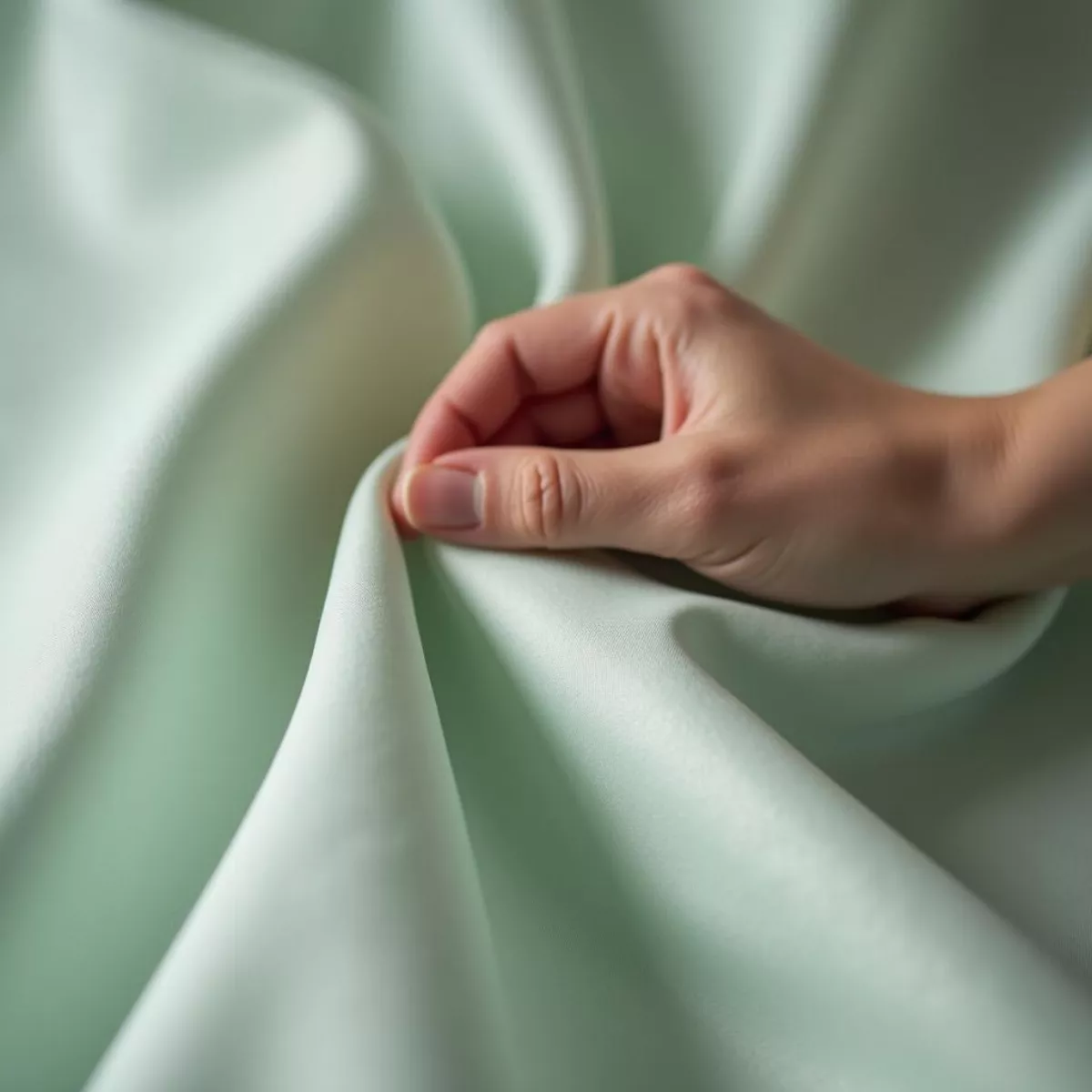 Woman Touching Polyamide Fabric