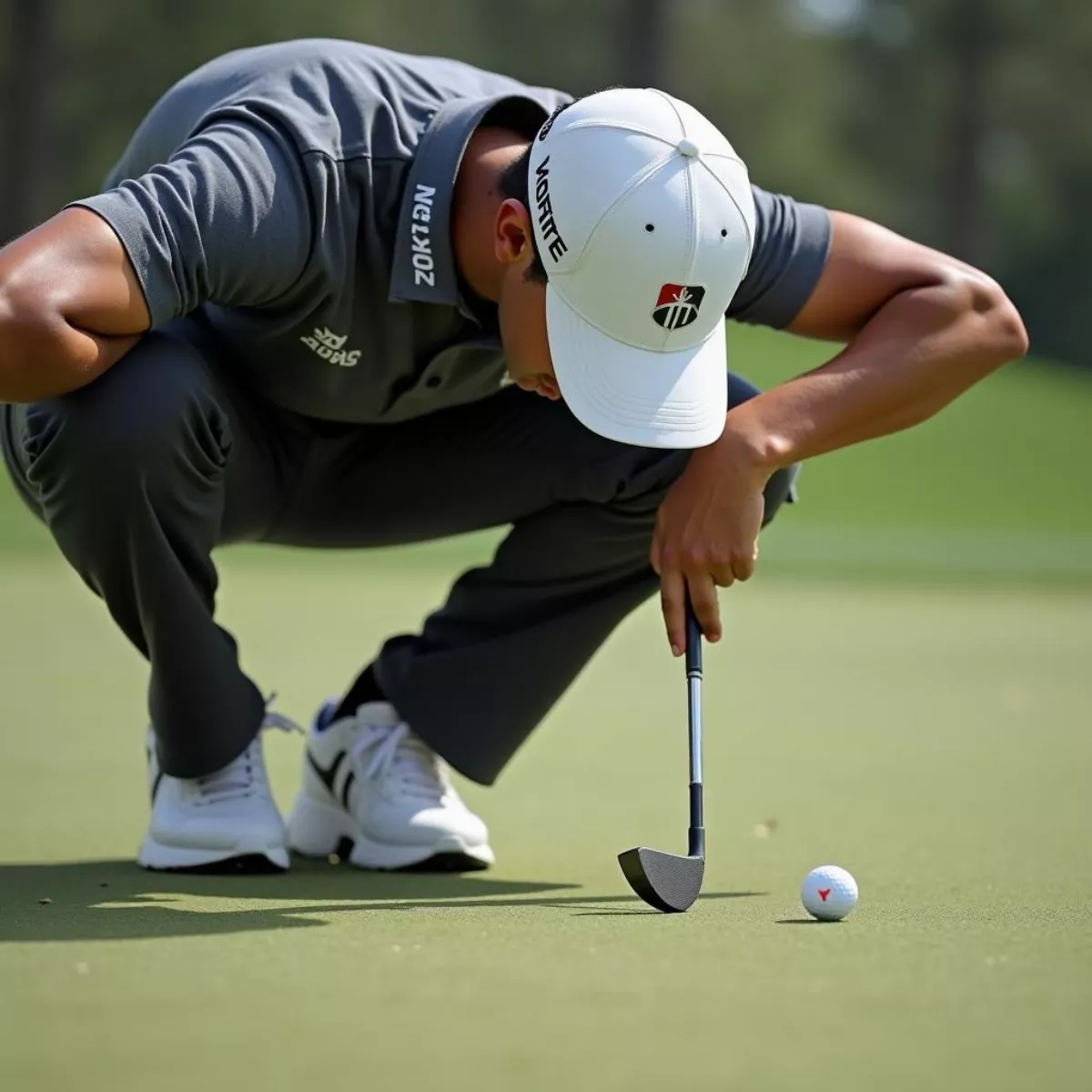 Xander Schauffele Putting With His Odyssey White Hot Og #1 Putter