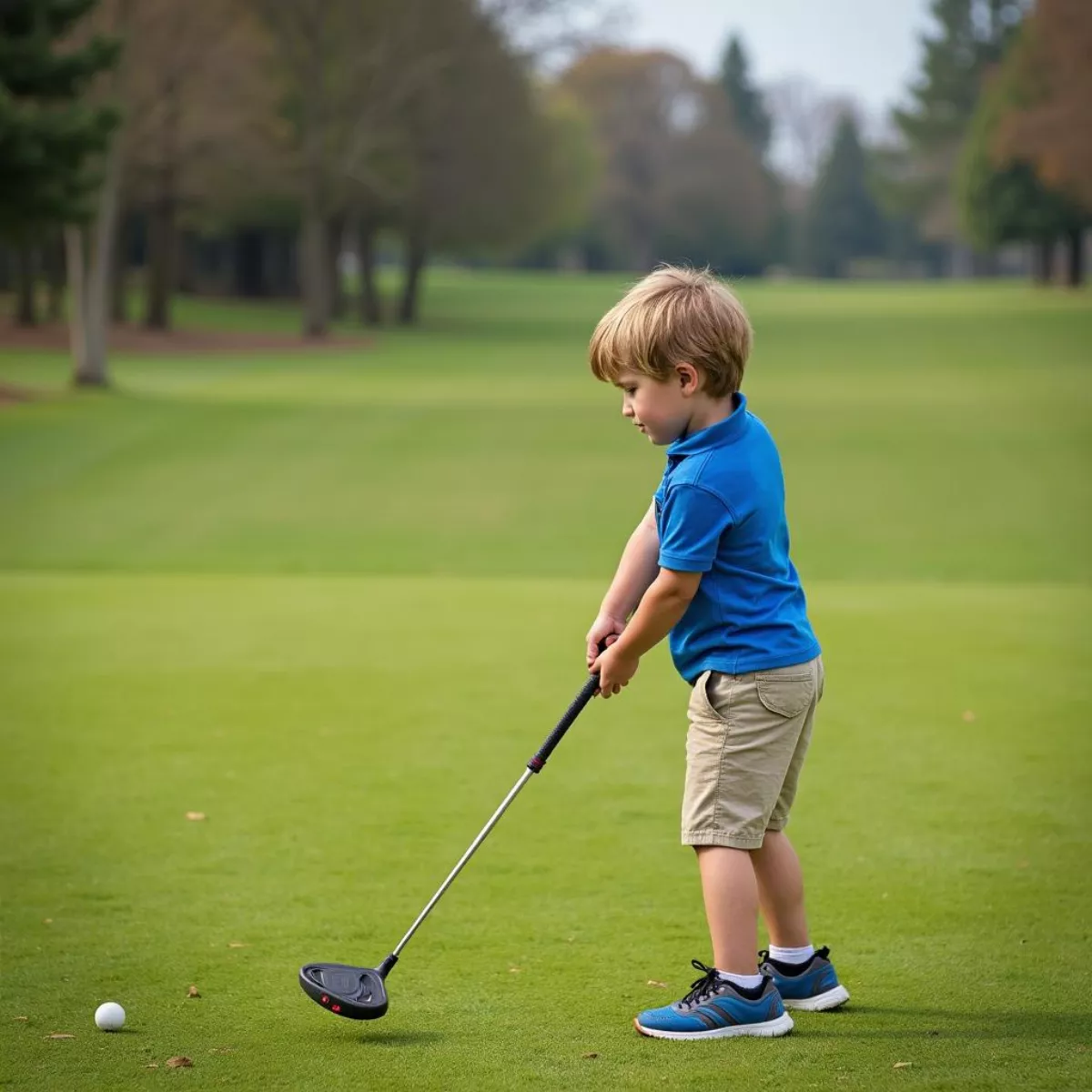 Young Golfer Using Junior Club