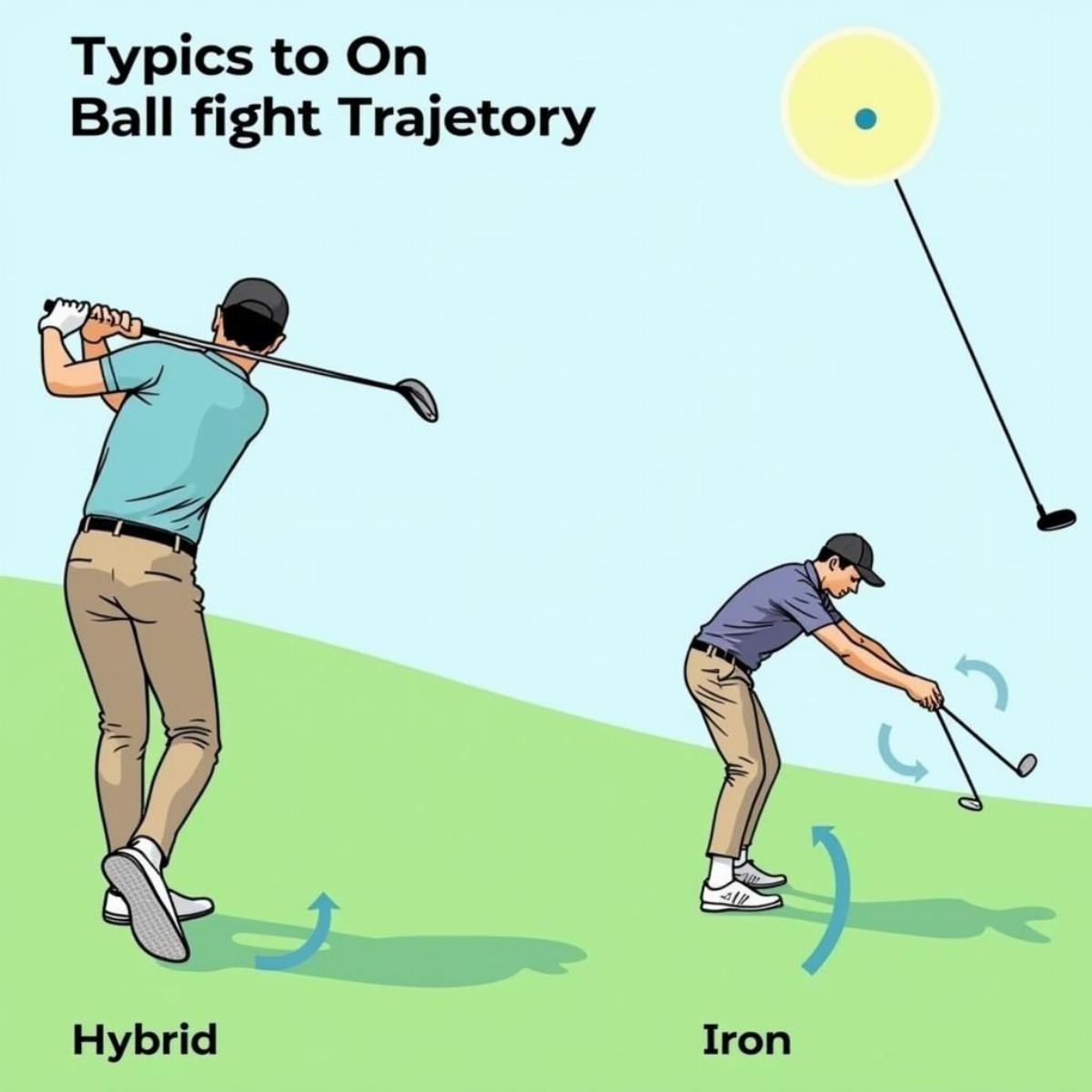 Golf Ball Flight Trajectory Comparison Hybrid vs. Iron